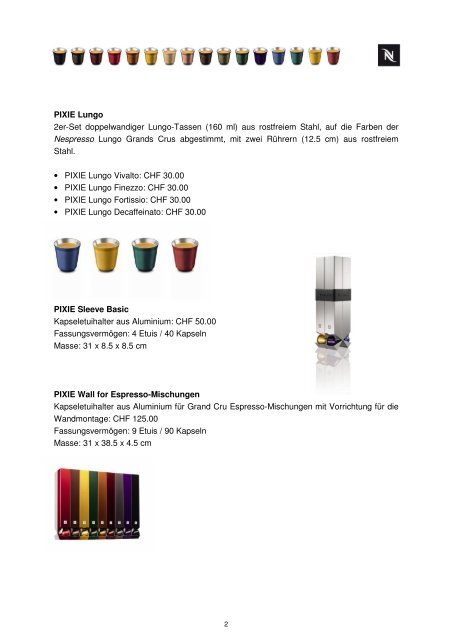 Fakten zu Nespresso-Sammlung (PDF) - GastroFacts