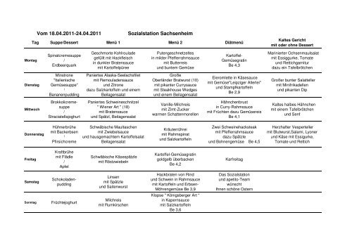 Speiseplan Sozialstation KW16 1