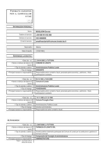 Curriculum vitae Davide - Comune di Lonato del Garda