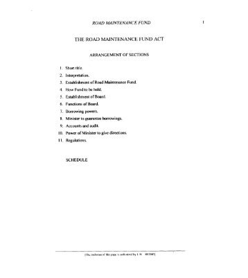 THE ROAD MAINTENANCE FUND ACT