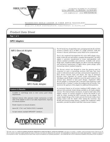 MPO Adapters.qxd - Fiber Optic Center, Inc.