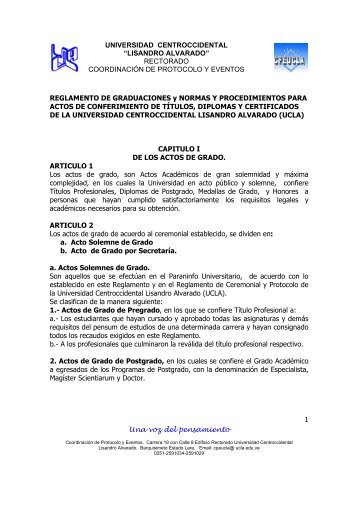 Reglamento de Graduaciones - Universidad Centroccidental ...