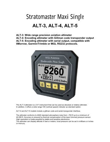 Stratomaster Maxi Single - STRATOMASTER Instrumentation MGL ...