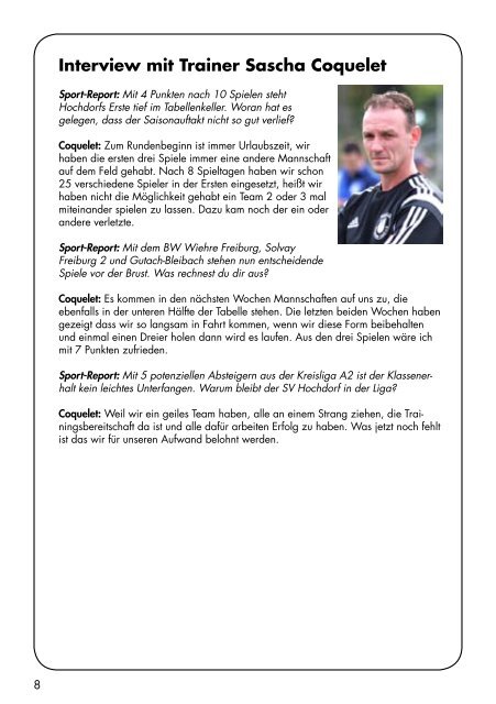 Sport Report - SV Hochdorf - Sonntag 02.11.2014