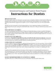 International Dental Program Instructions for Dentists