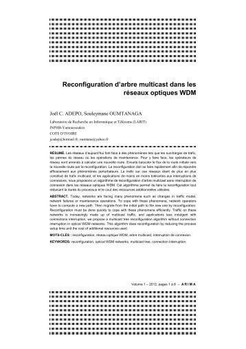 Reconfiguration d'arbre multicast dans les rÃ©seaux optiques WDM