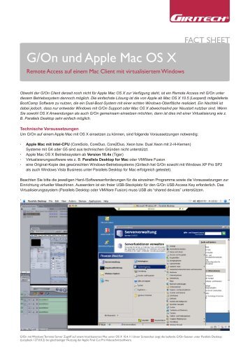 G/On und Mac OS X mit Parallels Desktop - Giritech.de