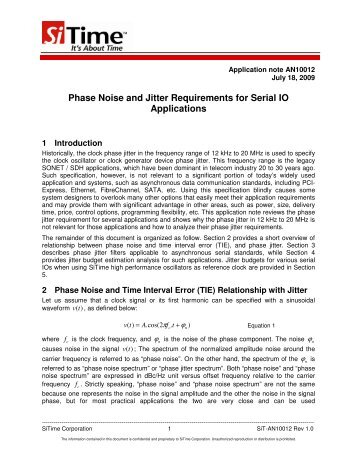 Phase Noise and Jitter Requirements for Serial IO ... - SiTime