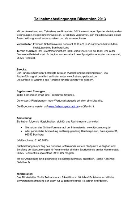 Teilnahmebedingungen - Freihand Schützenverein Pettstadt
