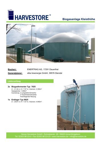 Biogasanlage Kleisthöhe - Permastore Behältersystembau GmbH