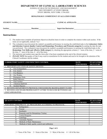 Hematology Evaluation Form (pdf) - School of Health, Technology ...