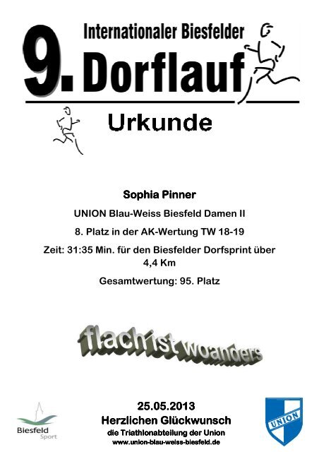 Urkunde 2013 mit Kopf 4_4 - Union Blau-WeiÃ Biesfeld