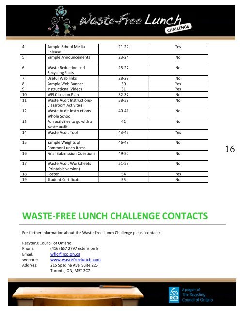What is the Waste-Free Lunch Challenge?