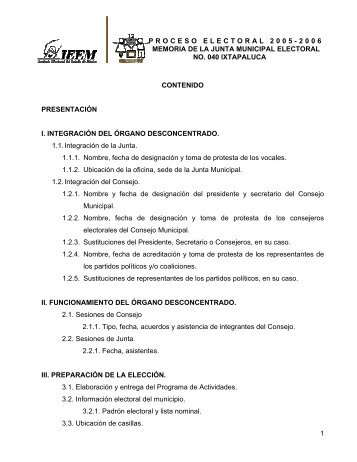 proceso electoral 2005-2006 memoria de la junta municipal ...