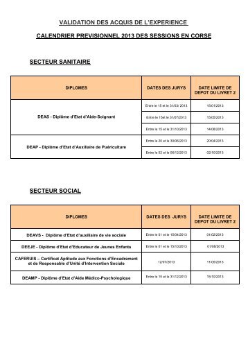 calendrier VAE drjsc.. - FIORE-Corse