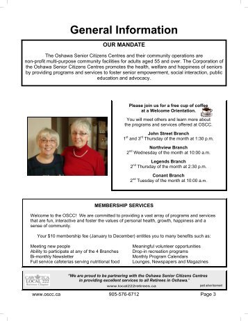 Fitness & Dance - Oshawa Senior Citizens Centres