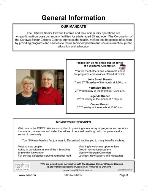 Fitness & Dance - Oshawa Senior Citizens Centres