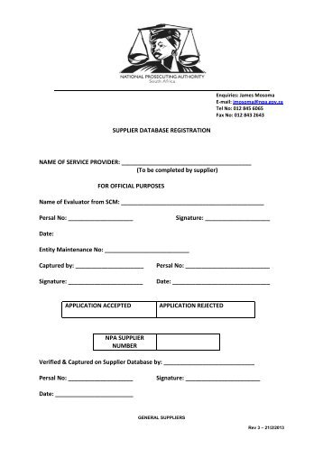 Supplier Registration Application Form 2013 - National Prosecuting ...