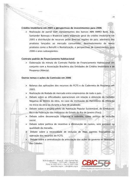 RelatÃ³rio de Atividades da CBIC 2006 - Sinduscon