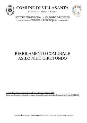 Regolamento comunale asilo nido Girotondo - Comune di Villasanta