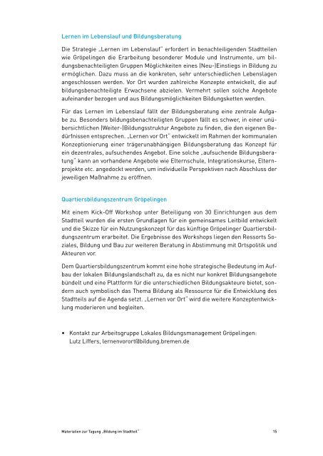 "Bildung im Stadtteil" (pdf, 2.1 MB) - Lernen vor Ort - Bremen