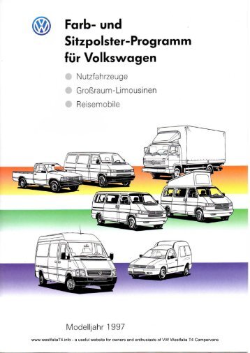 (^) Farb- und Sitzpolster-Programm fur Volkswagen - VW Westfalia ...