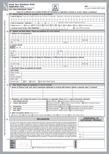 (KYD) Application Form (Non Individual) - AMFI