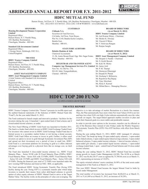 Hdfc top 200 fund hdfc mutual fund