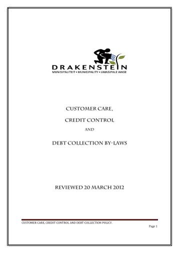 Debt Colection By-laws Credit Control - Drakenstein municipality