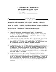 LS North Girl's Basketball Try-out Permission Form