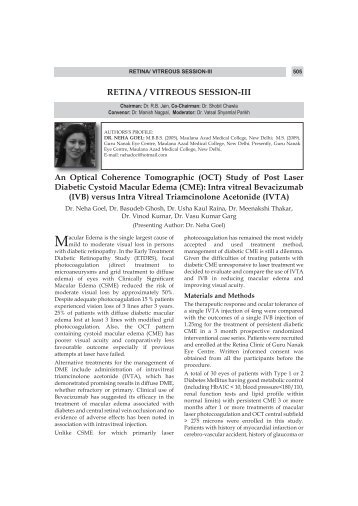 RETINA / VITREOUS SESSION-III - All India Ophthalmological Society