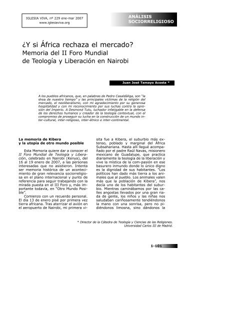 ¿Y si África rechaza el mercado? Memoria del II Foro ... - Iglesia Viva