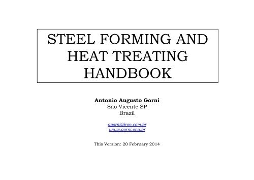 Steel Forming and Heat Treating Handbook - Antonio Gorni On Line