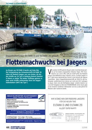 Flottennachwuchs bei Jaegers - Gausch Tankschifffahrt GmbH