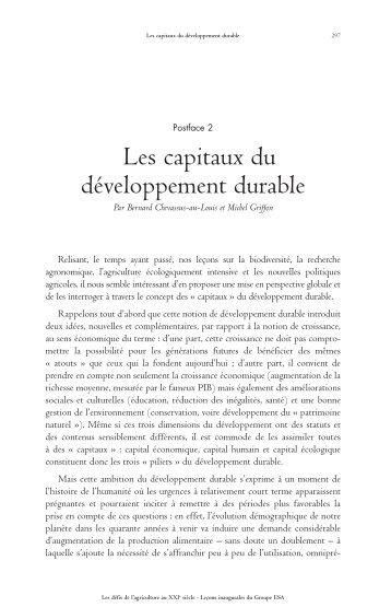 Les capitaux du développement durable, de Bernard ... - Vintage