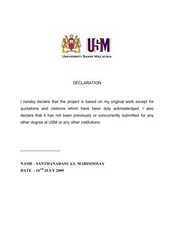 DECLARATION I hereby declare that the project is ... - ePrints@USM