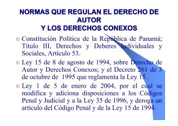 Normas que regulan el Derecho de Autor y los Derechos ... - Meduca