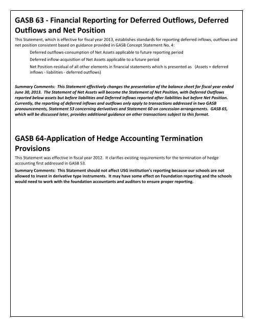 Summary of Currently Applicable GASB Statements GASB 60 ...