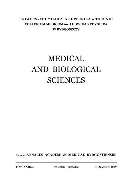 Medical and Biological Sciences XXIII/2 - Collegium Medicum ...