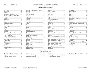 2012-13 List of MPS Schools and Their Board Districts - Milwaukee ...