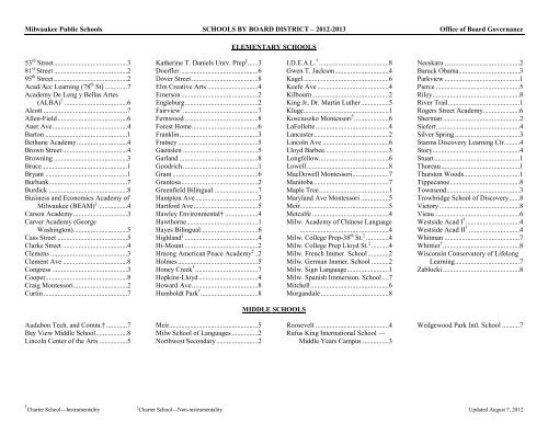 2012-13 List of MPS Schools and Their Board Districts - Milwaukee ...