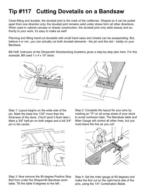 Tip 117 Cutting Dovetails On A Bandsaw Shopsmith S