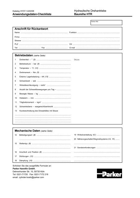 Hydraulische Drehantriebe Baureihe HTR - Siebert Hydraulik ...