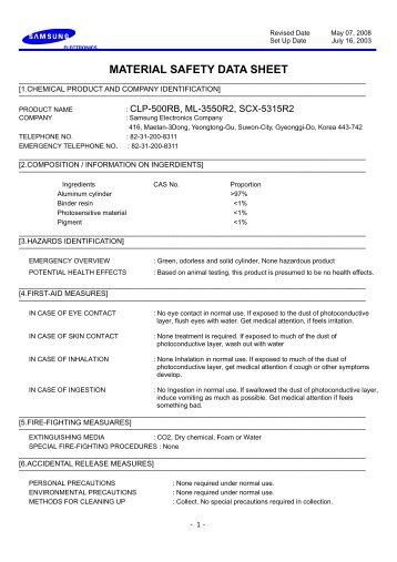 View document MSDS CLP-500RB - Samsung