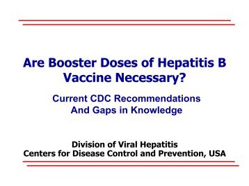 Are Booster Doses of Hepatitis B Vaccine Necessary?