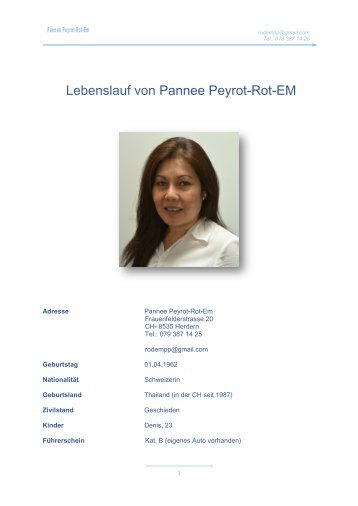 Lebenslauf von Pannee Peyrot-Rot-EM