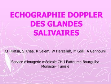 ECHOGRAPHIE DOPPLER DES GLANDES SALIVAIRES