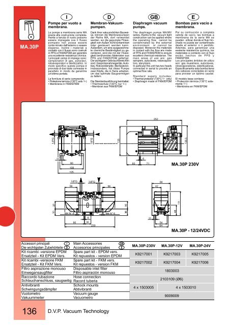 136 D.V.P. Vacuum Technology E GB D I MA.30P