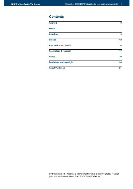 BNP Paribas Fortis renewable energy monthly - Virtual Metals