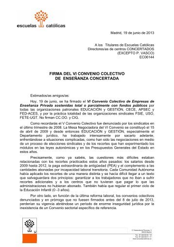 firma del vi convenio colectivo de enseñanza concertada - Colegios ...